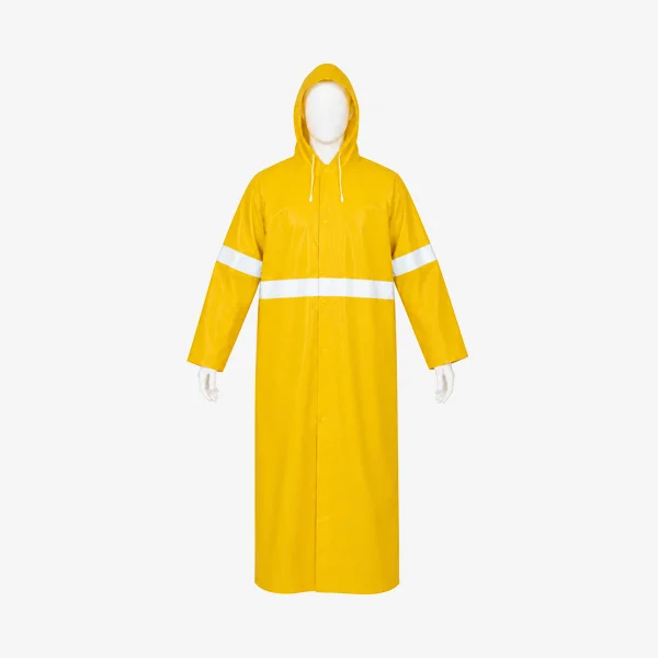 PVC/Polyester Waterproof Raincoat With Reflector Strips